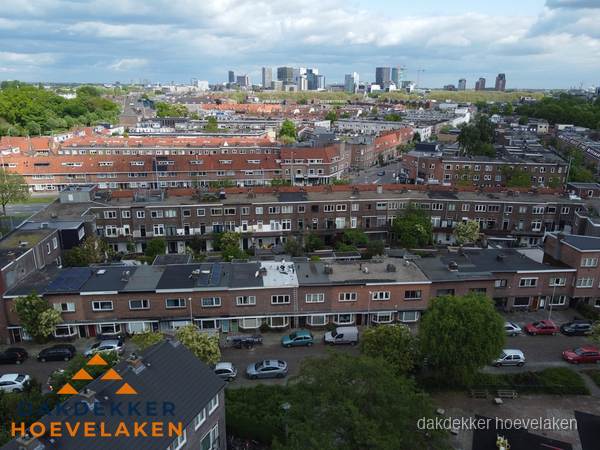 Luchtfoto van daken in woonwijk Hoevelaken