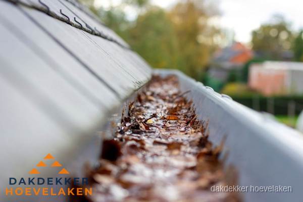 Verstopte dakgoot met bladeren schoonmaken in Hoevelaken Verstopte dakgoot met bladeren schoonmaken in Hoevelaken